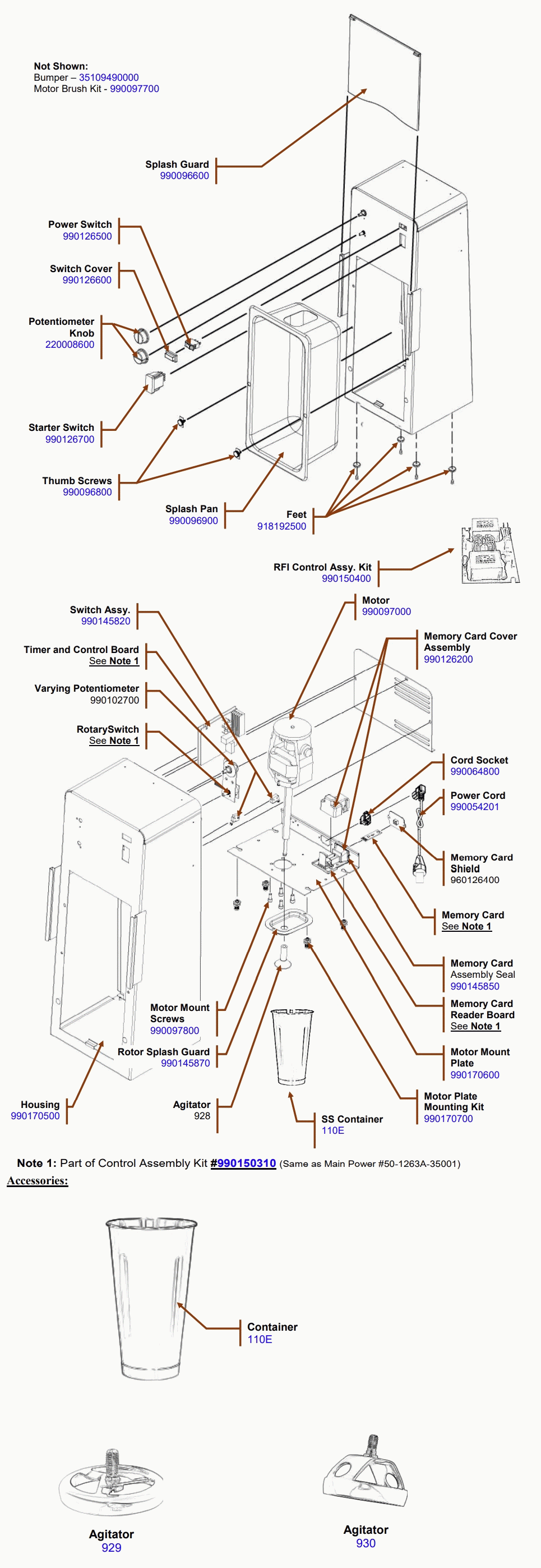 Diagram Diagram and Parts List for HMD900-CCC  Hamilton Beach Drink Mixer